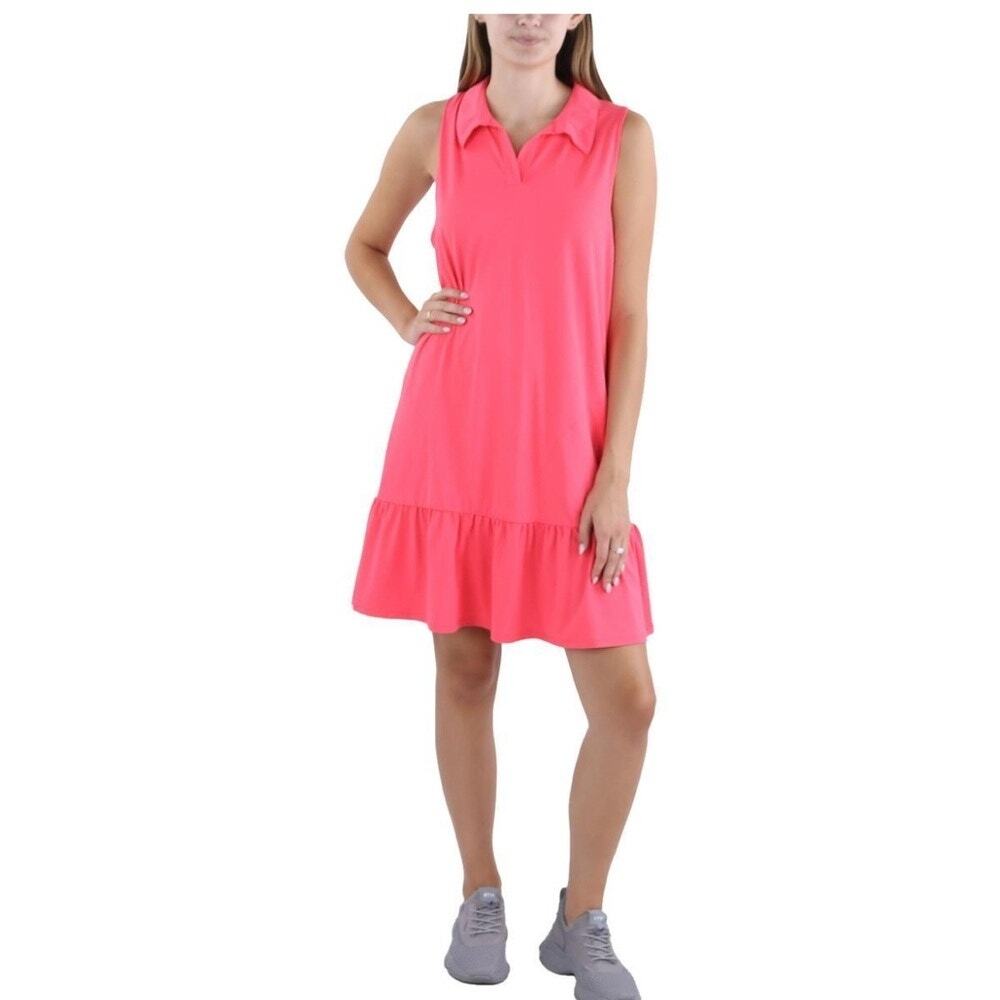 X by Gottex Active Golf Tennis Polo Dress Performance Ruffle Pink Size S NWT